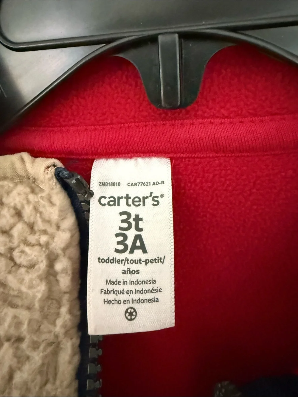 Carter's Beige Sherpa Half-Zip Pullover with Red Lining